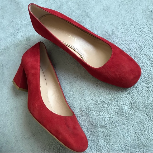 stuart weitzman red suede pumps